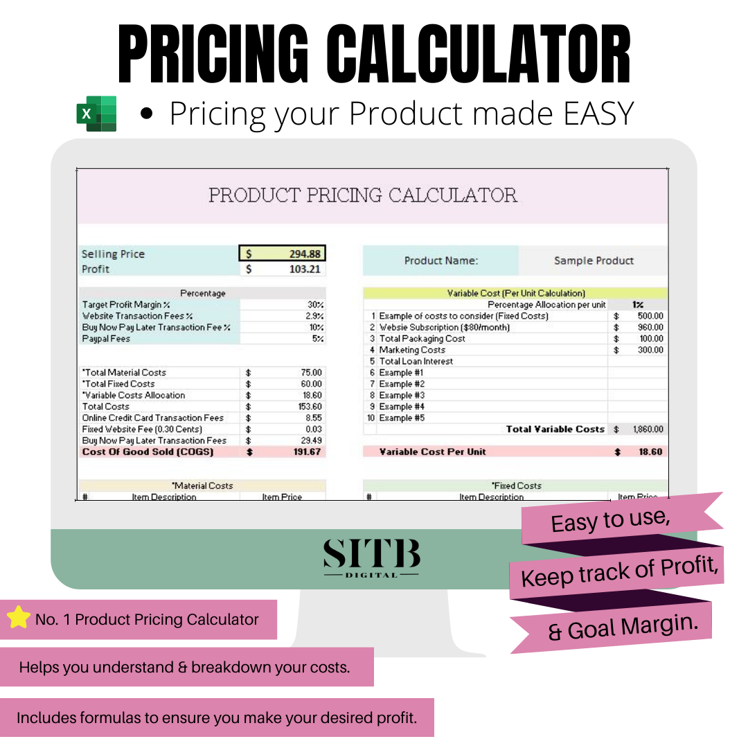 Pricing Calculator - Single Product (Sale of finished Goods)